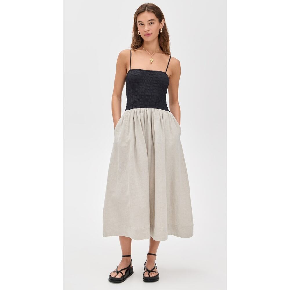 Ciao Lucia Mael Dress Smocked Linen Blend Midi